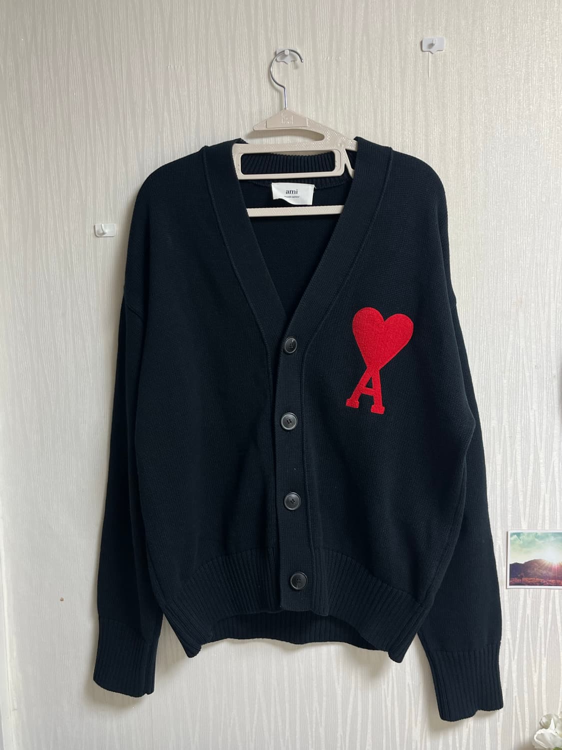 (택동봉) 아미 빅로고 블랙 가디건 상품이미지1
