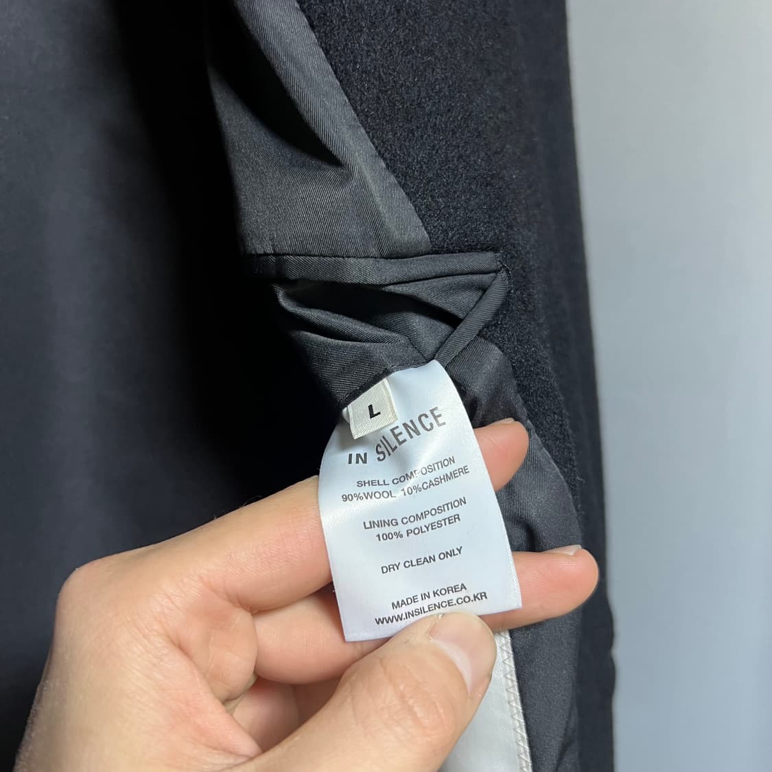 인사일런스 울캐시미어 싱글 롱 코트 블랙 L 상품이미지8