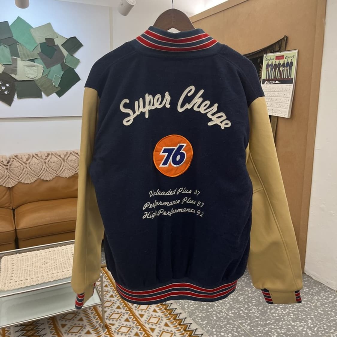 빈티지 76 올드스쿨 레트로 키치 레더 바시티 자켓 110 C10796 상품이미지4