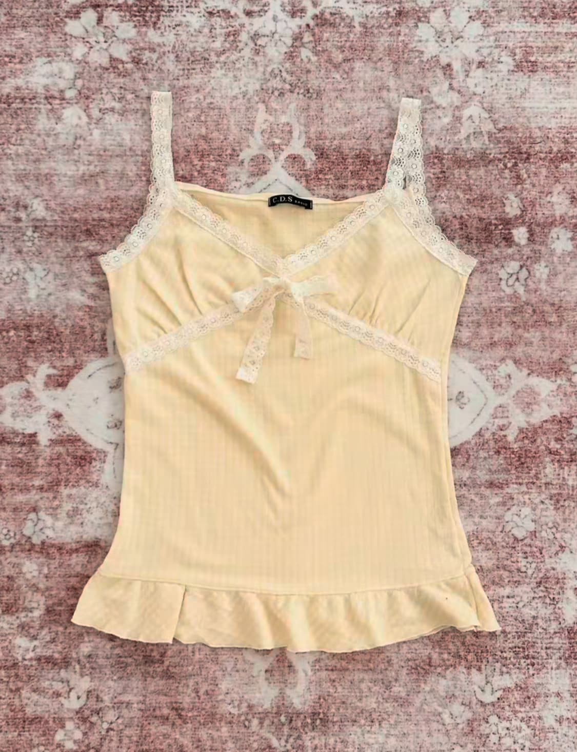 Vintage Ribbon Frill Sleeveless 상품이미지1