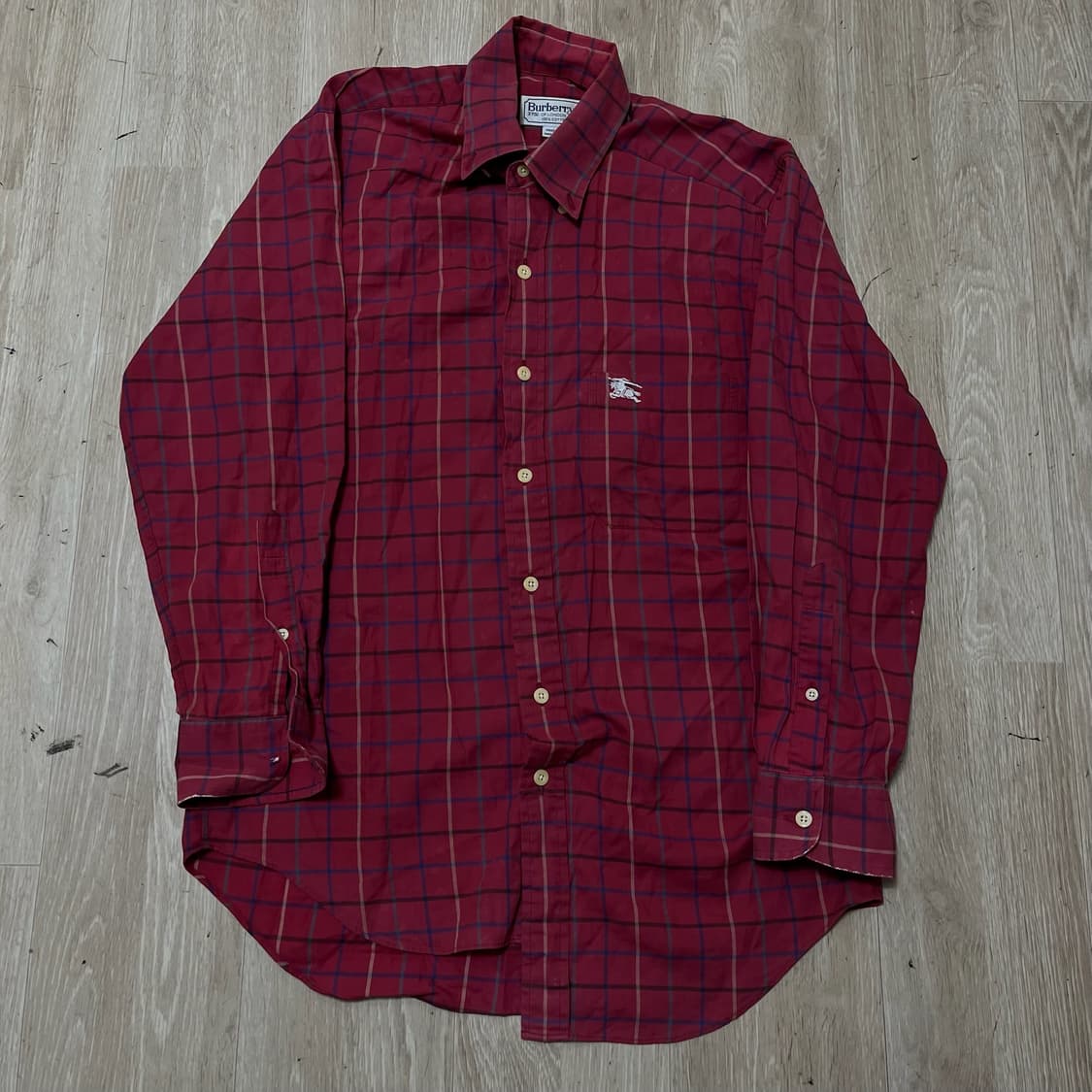 버버리 런던 기마로고 버튼다운 체크셔츠 S 상품이미지1