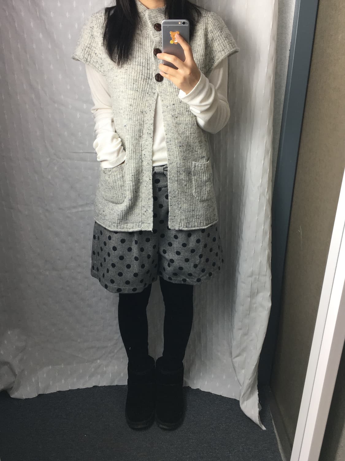 그레이 도트 울 반바지 상품이미지2