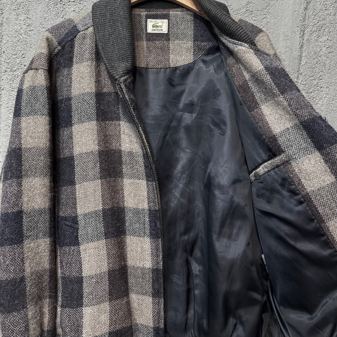 90s 라코스테 체크 블루종 자켓 (XL)   상품이미지4