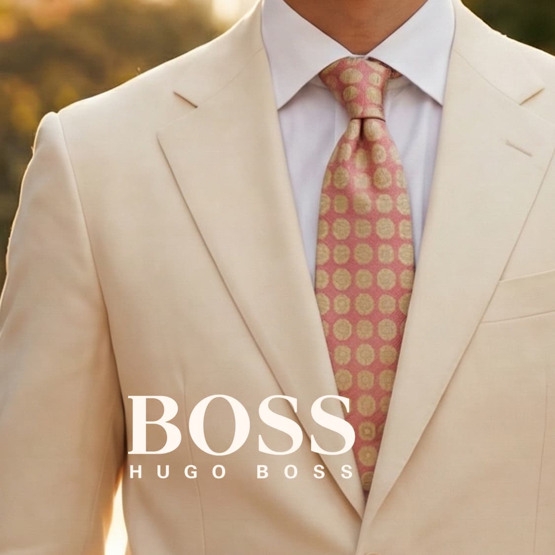 휴고보스 실크 핑크 플로럴 기하 패턴 넥타이 9.1cm A등급 K1653 상품이미지1