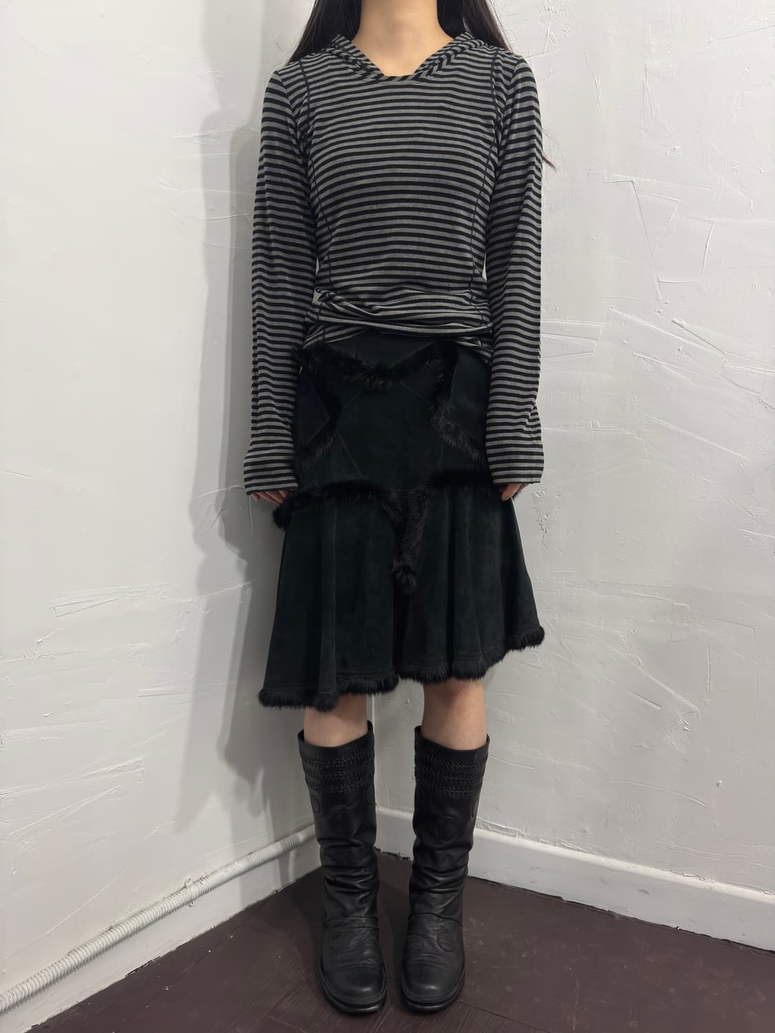 chine collection suede star fur midi ski 상품이미지3