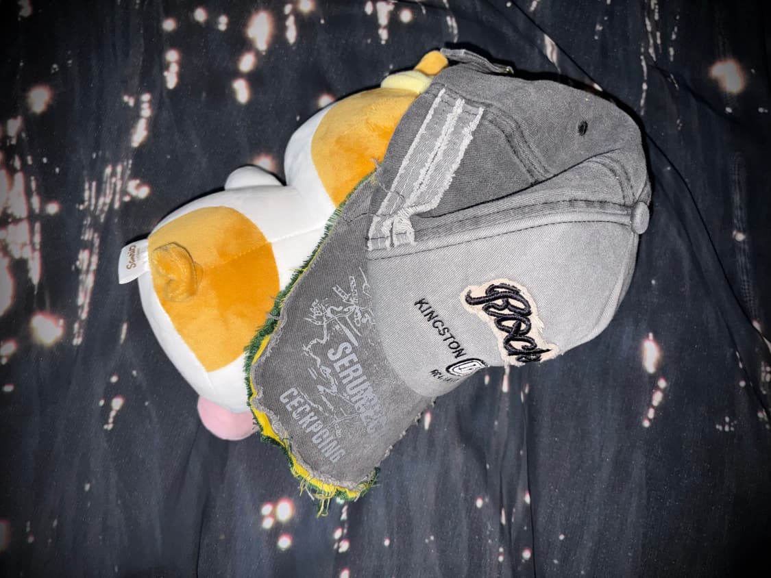 핑크 그레이 y2k 캡모자 볼캡 데미지 레터링 상품이미지5