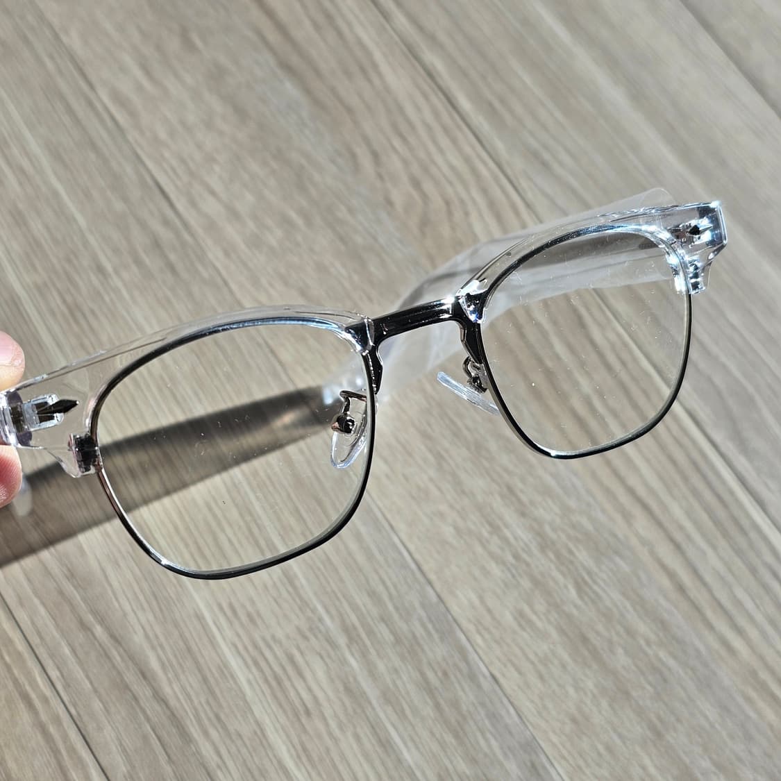 새제품) 하금테 반뿔테 안경 반테 안경테 실버 투명 상품이미지2