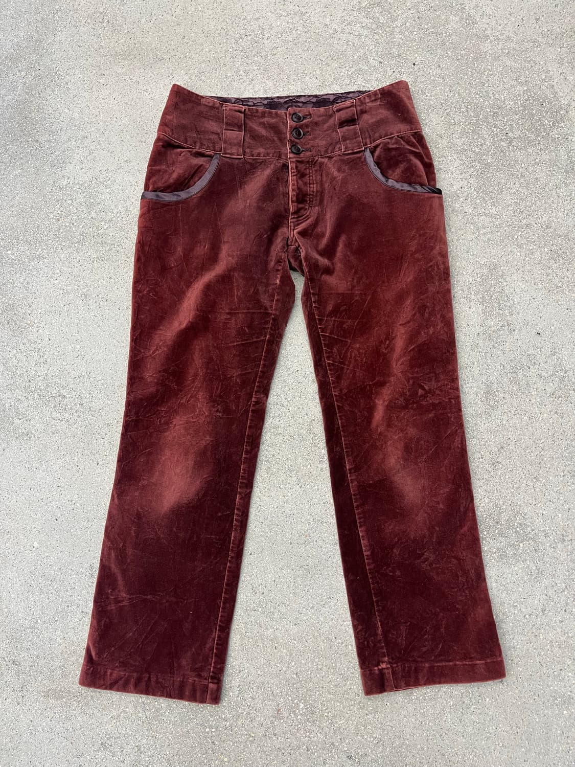 버건디 벨벳 하이웨스트 팬츠 상품이미지1