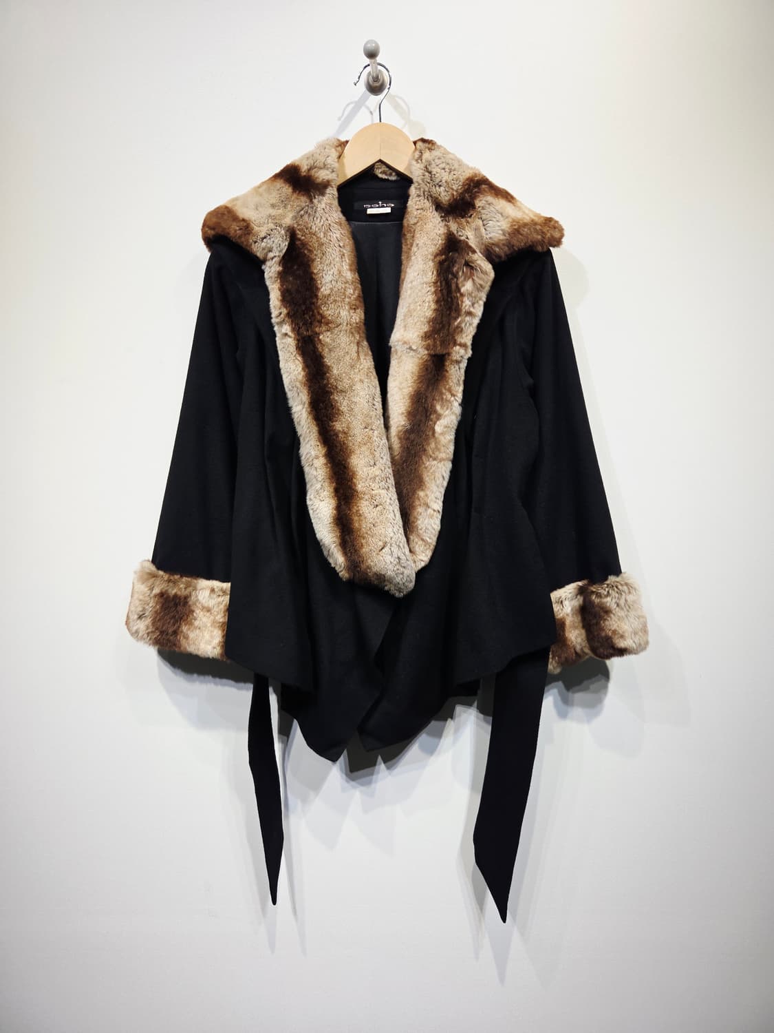 doho 도호 퍼 트리밍 벨티드 울 자켓 상품이미지2