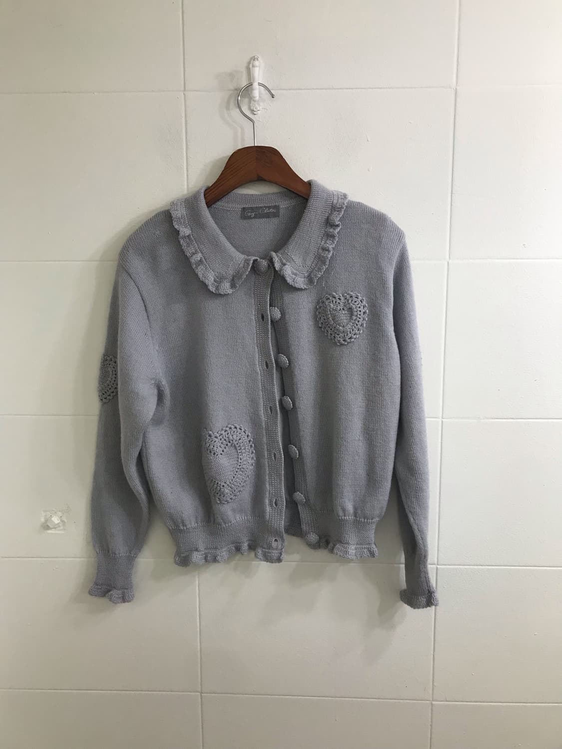 그레이 도트 러블리 니혼진 뜨개 가디건 코디세트 상품이미지3