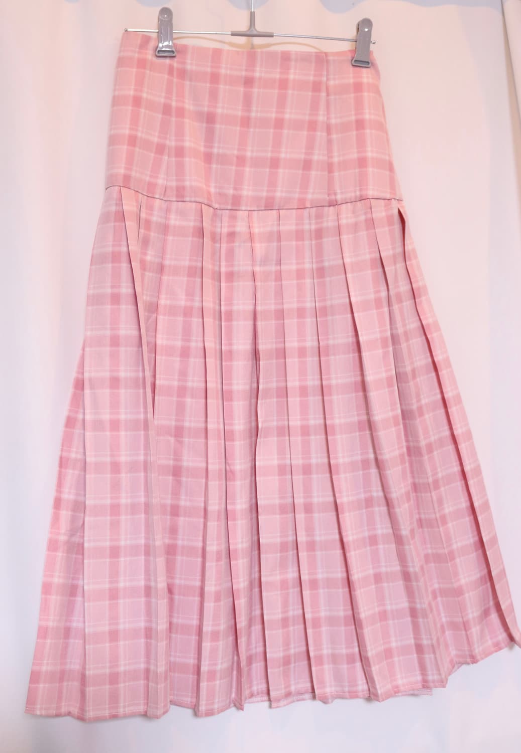 모리걸 핑크 체크 롱 스커트 상품이미지3