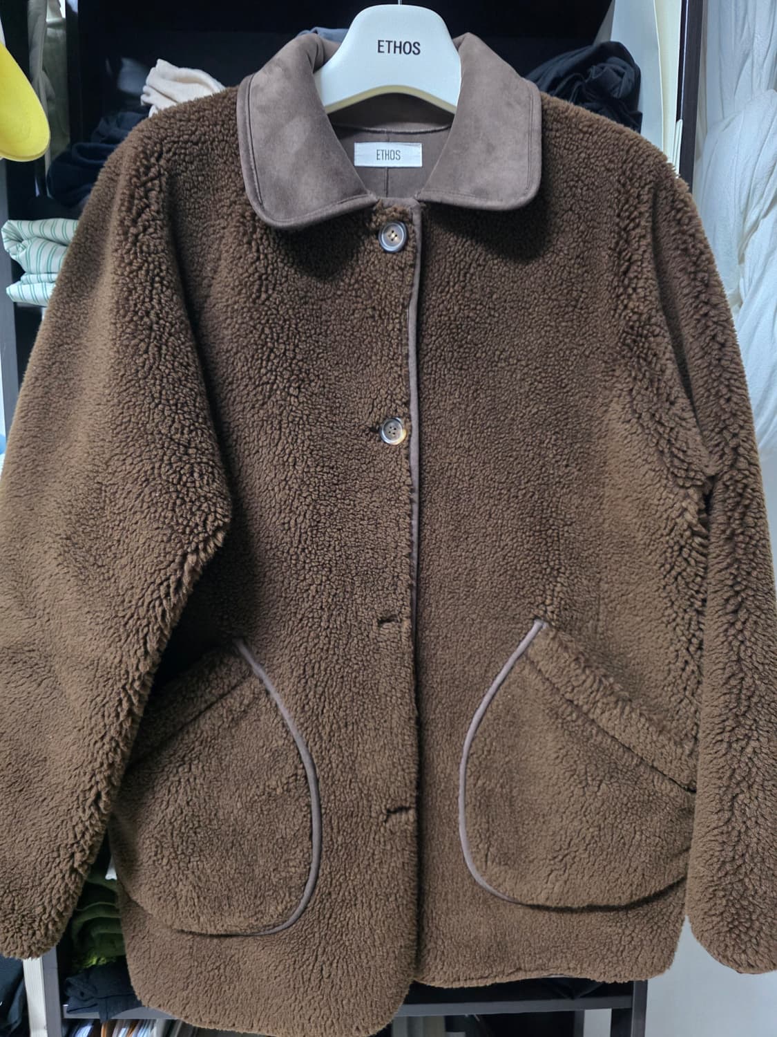 에토스 시어링 포켓자켓 브라운 상품이미지5