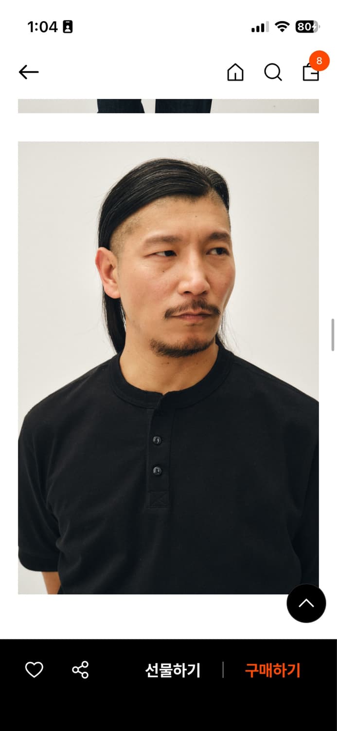 새상품, M) 아웃스탠딩 2팩 헨리넥 반팔 티셔츠 화이트+블랙 상품이미지3
