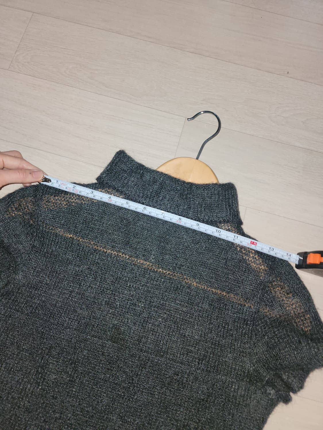 emporio armani 그린 그레이 울 반팔 폴라 니트 상품이미지6