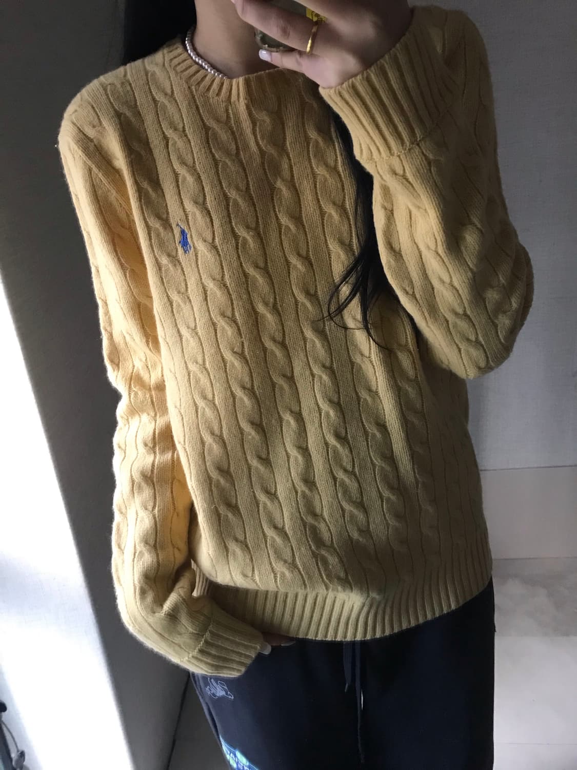폴로 연노랑 케이블 니트 상품이미지2