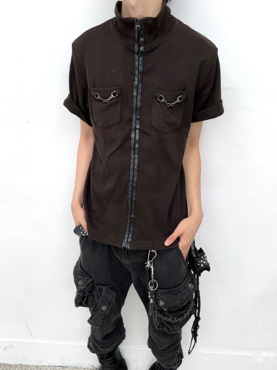 Brown Python leather strap detail top   상품이미지1