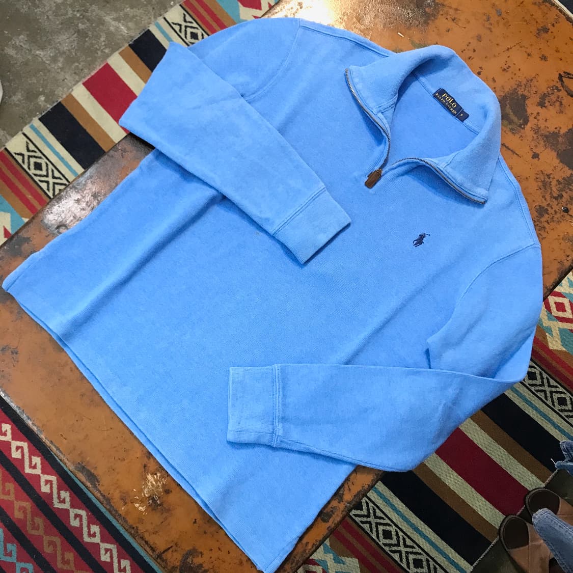 폴로랄프로렌 블루 코튼 반집업 풀오버 남성 105 사이즈  상품이미지2