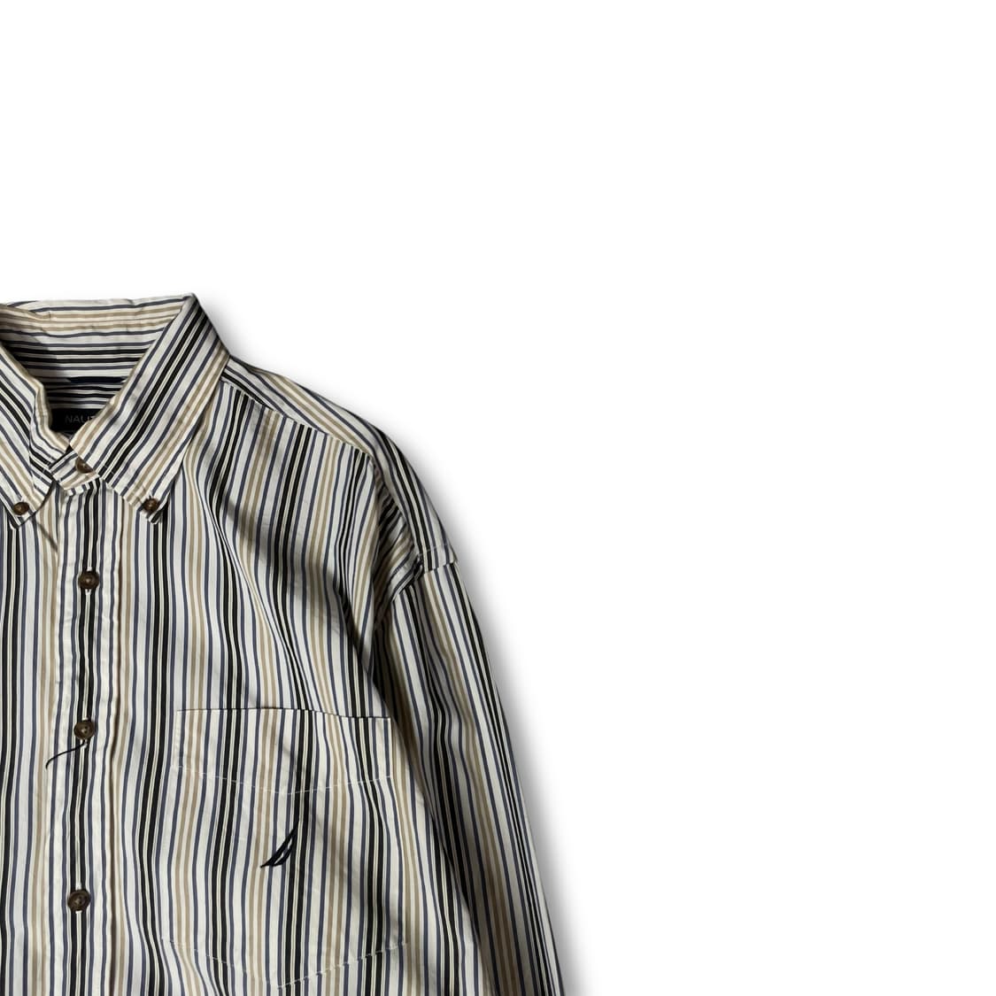 노티카 블루 베이지 멀티 스트라이프 긴팔 셔츠 L 상품이미지2
