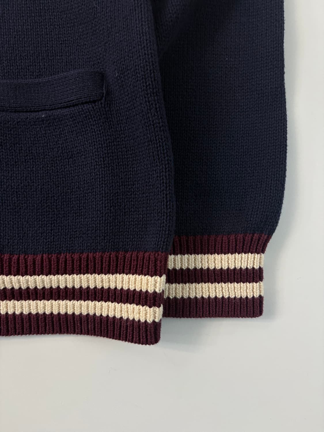 Polo 폴로 랄프로렌 버건디 빅포니 네이비컬러 코튼 브이넥 가디건 상품이미지4