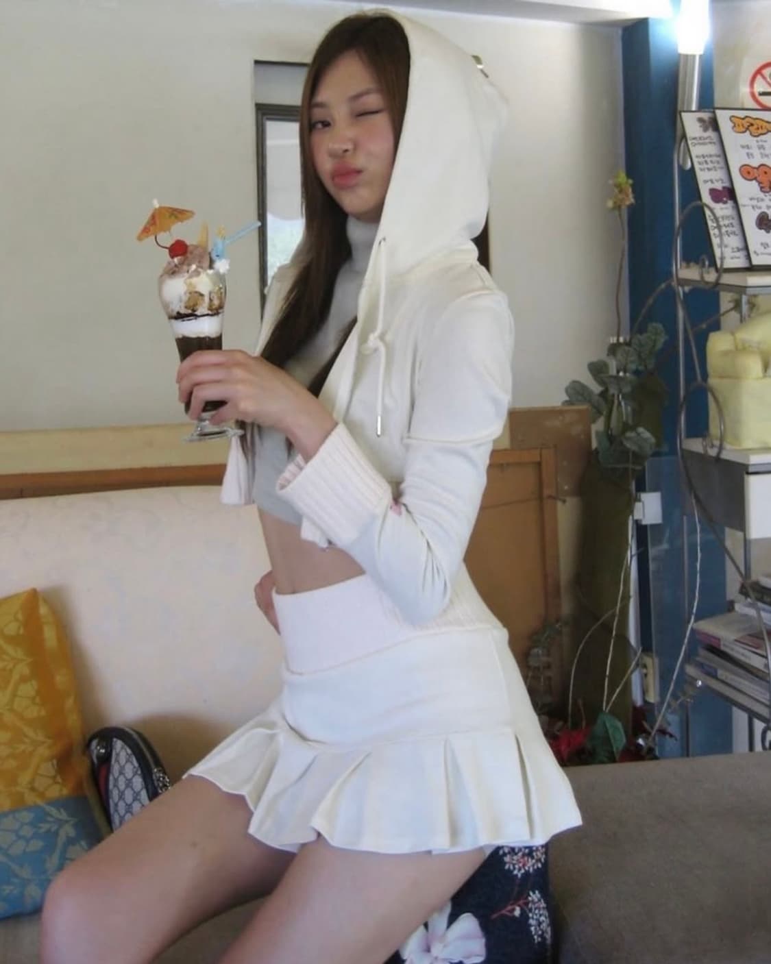 새상품) 포어링 미니 스커트 아이보리  상품이미지4