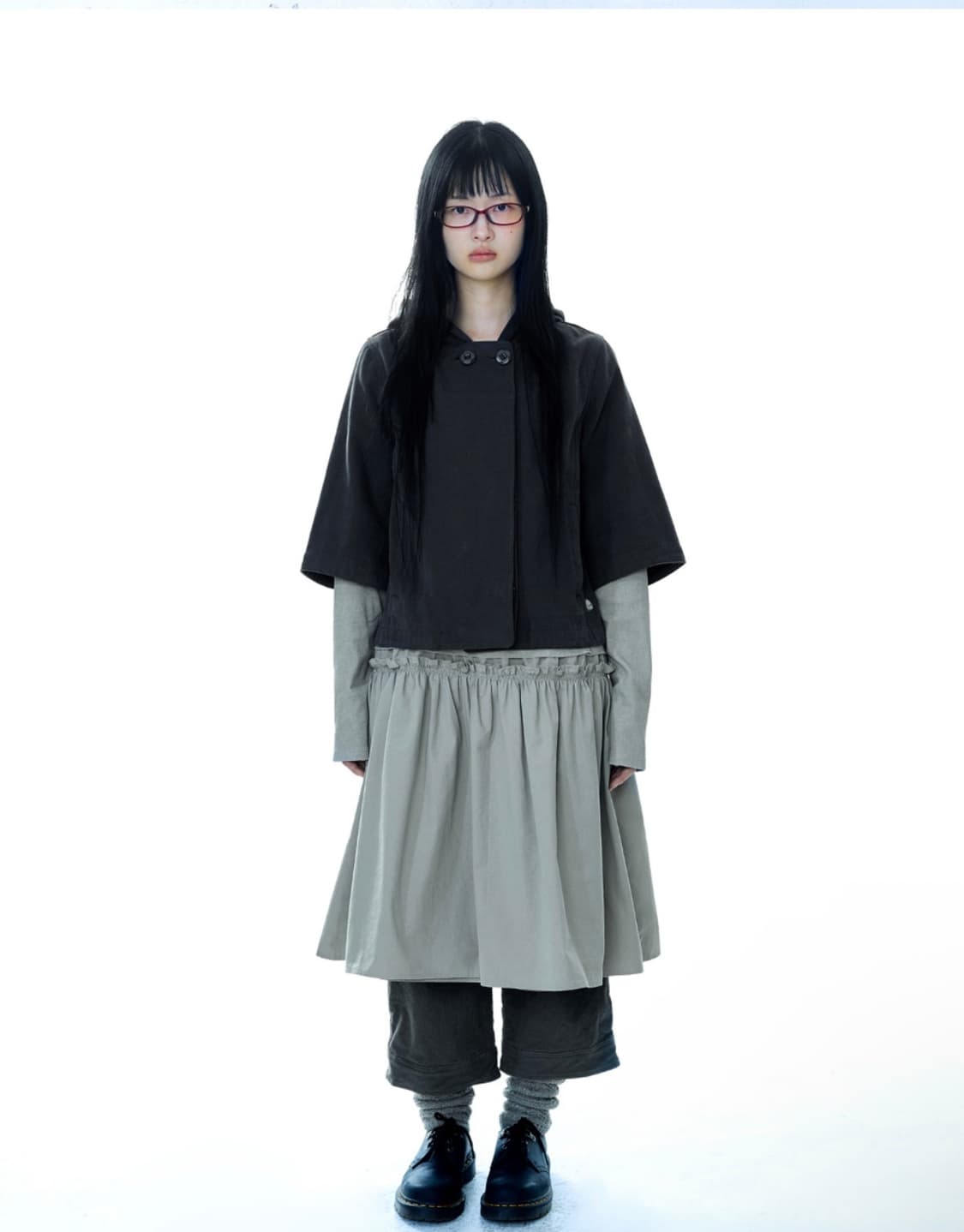 코이세이오 후드 카프리 자켓 차콜 상품이미지3