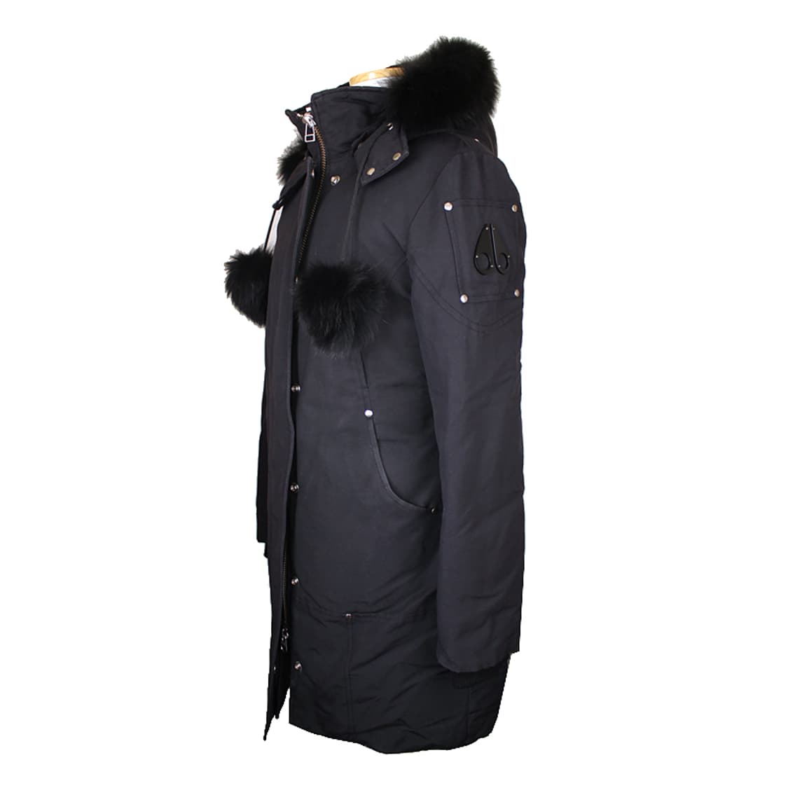 무스너클 블랙 폭스퍼 후드 다운패딩 코트(M) 상품이미지2