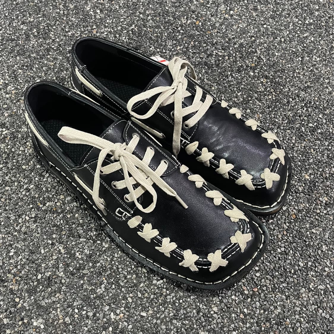 빈티지 캠퍼 에키 레이스업 블랙 레더 로퍼 B3686 상품이미지2