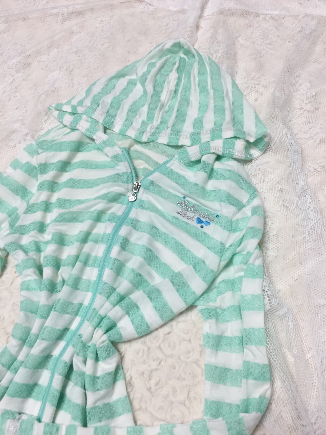 빈티지 민트 스트라이프 후드집업  상품이미지2
