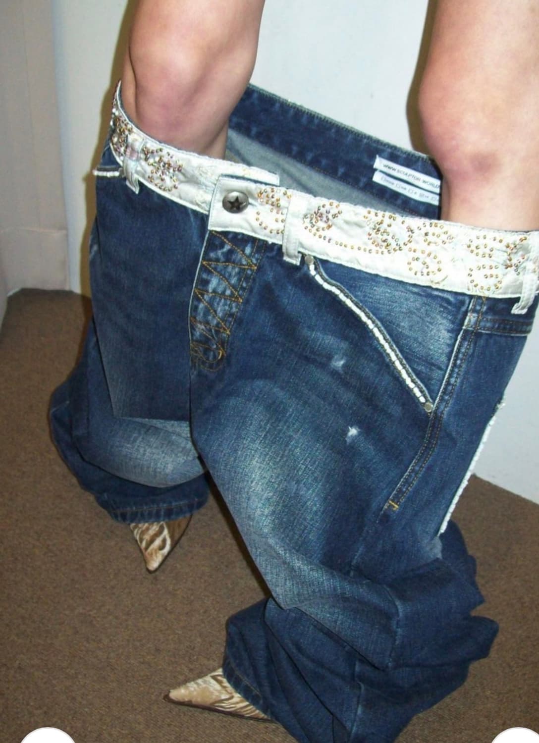 스컬프터Beaded Waist Denim Pants Indigo Blue 상품이미지5