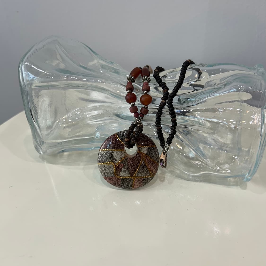 빈티지 에스닉 브라운스톤 목걸이 상품이미지1