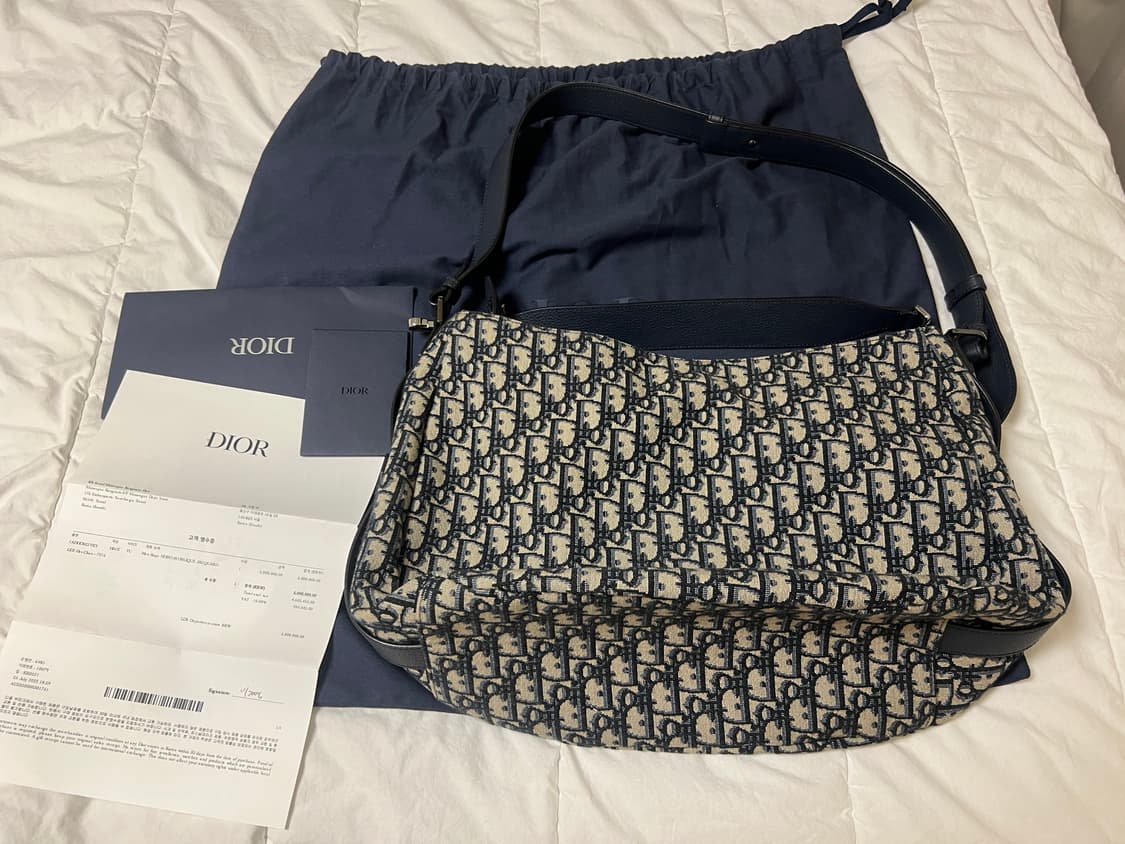 디올 새들 소프트 백 베이지 & 블랙 오블리크 상품이미지3