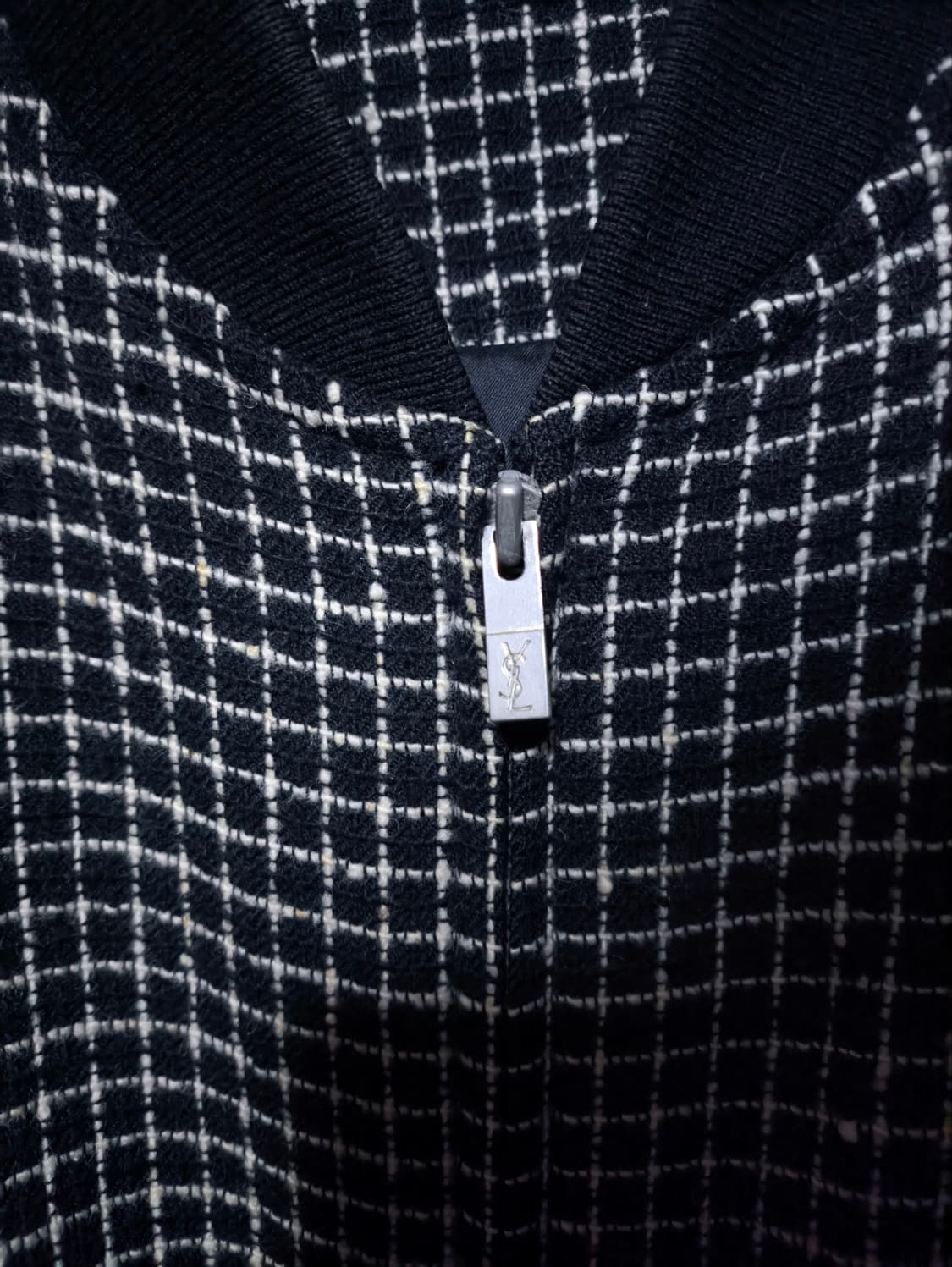 105 입생로랑 오버핏 체크 트위드 블루종 자켓 상품이미지4
