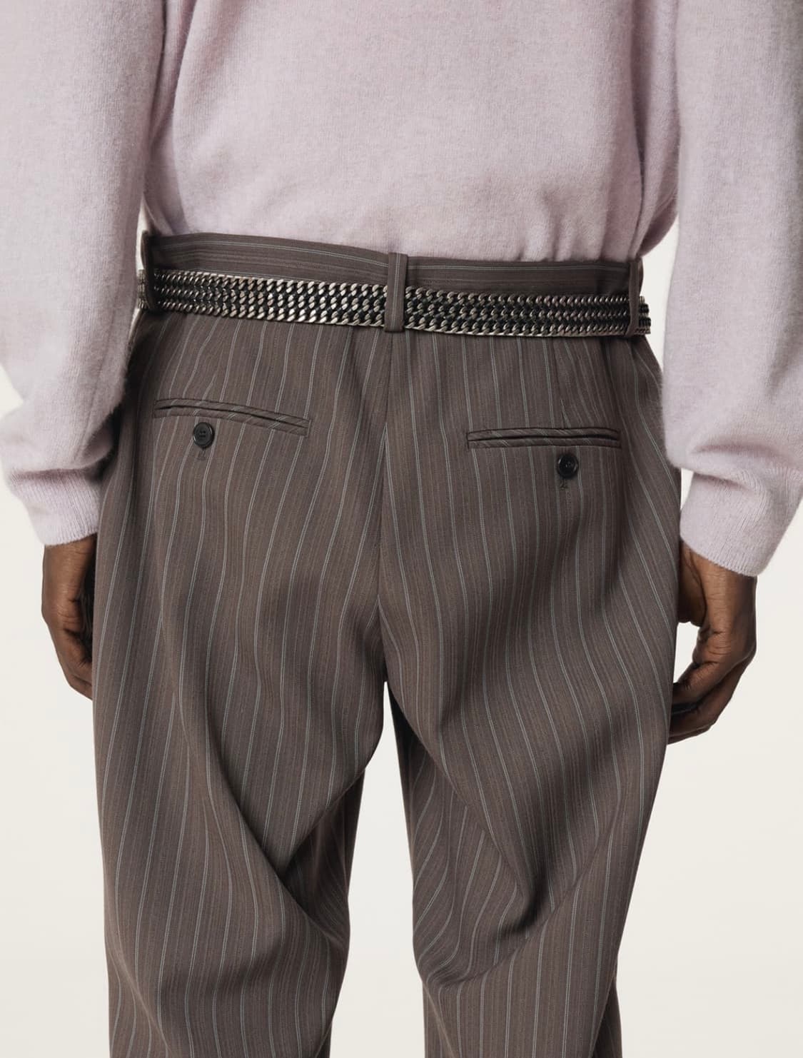 렉토 빈티지 스트라이프 플레어 팬츠 S 세피아 그레이 상품이미지3