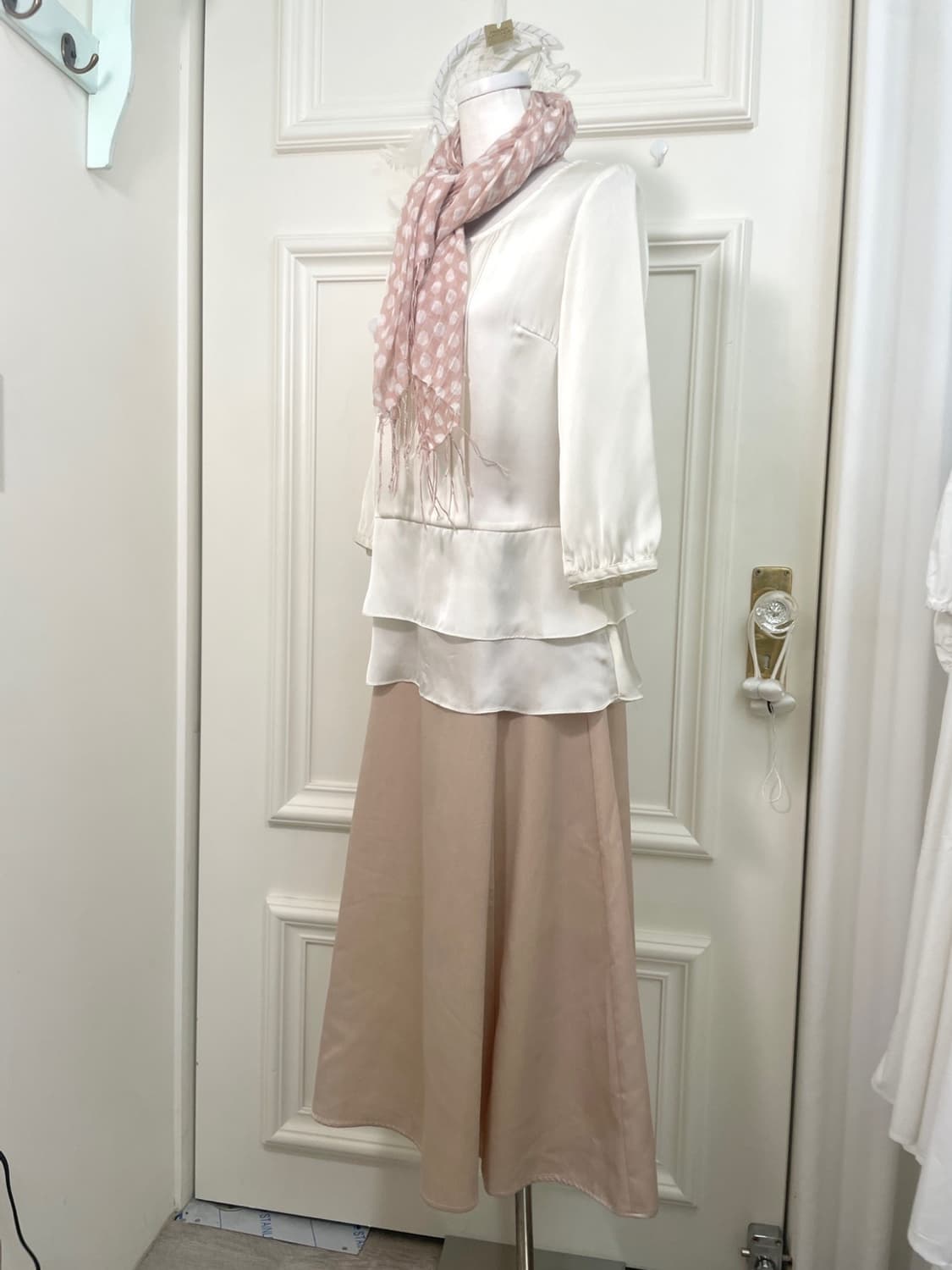 pink beige back banding button point lon 상품이미지7