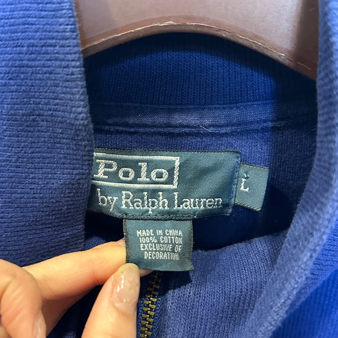 폴로 랄프로렌 반집업 니트 하이넥 포니 로고 디테일 블루 상품이미지6