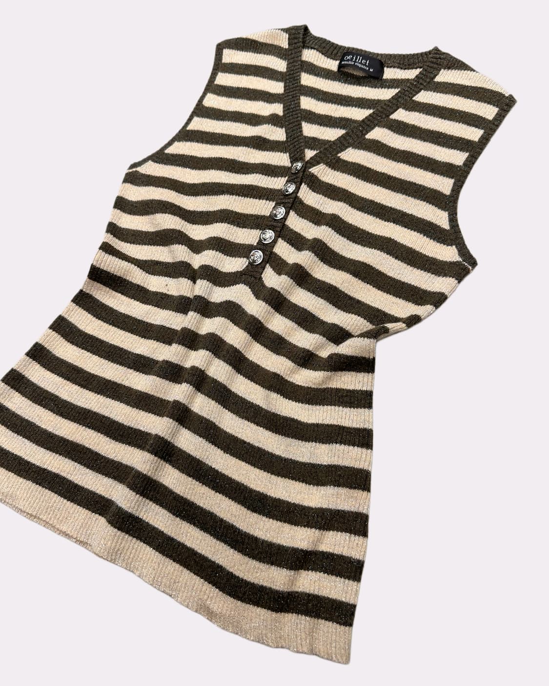 glitter stripe button sleeveless 상품이미지3