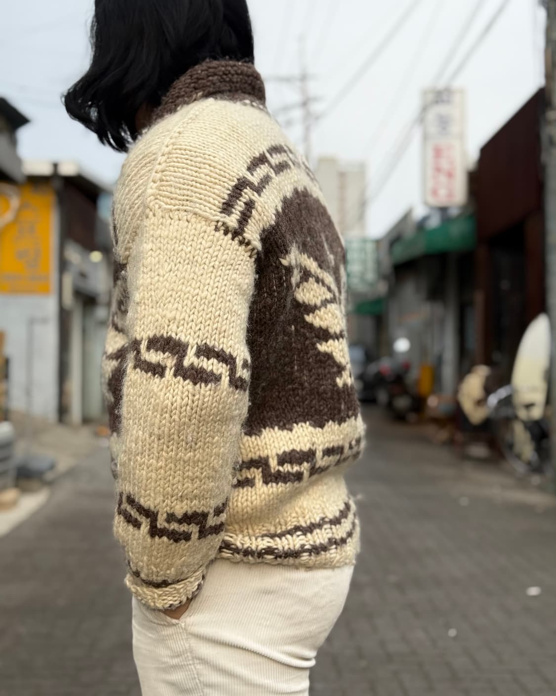 초기 60s 빈티지 썬더버드 패턴 핸드니트 코위찬 스웨터 105 상품이미지8