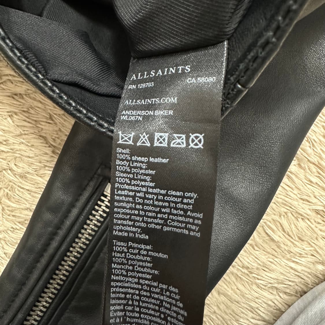 올세인츠 앤더슨 바이커 양가죽 자켓 상품이미지5