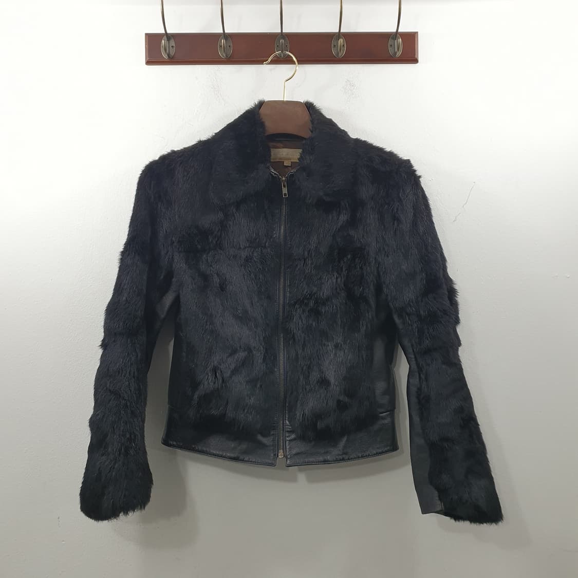 66 보브 여성 송아지가죽100% 토끼털 퍼 가죽 자켓 상품이미지1