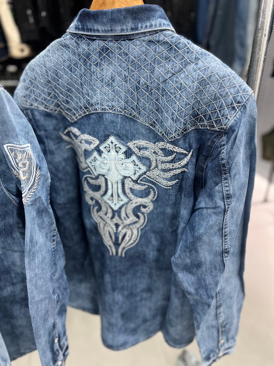 격자 워싱 남방  상품이미지3