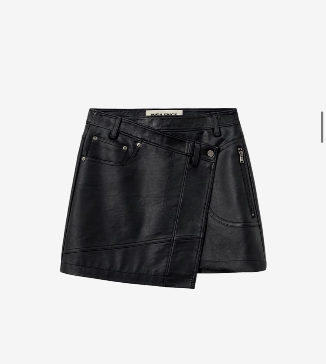 인사일런스 언밸런스 레더 스커트 BLACK 상품이미지7