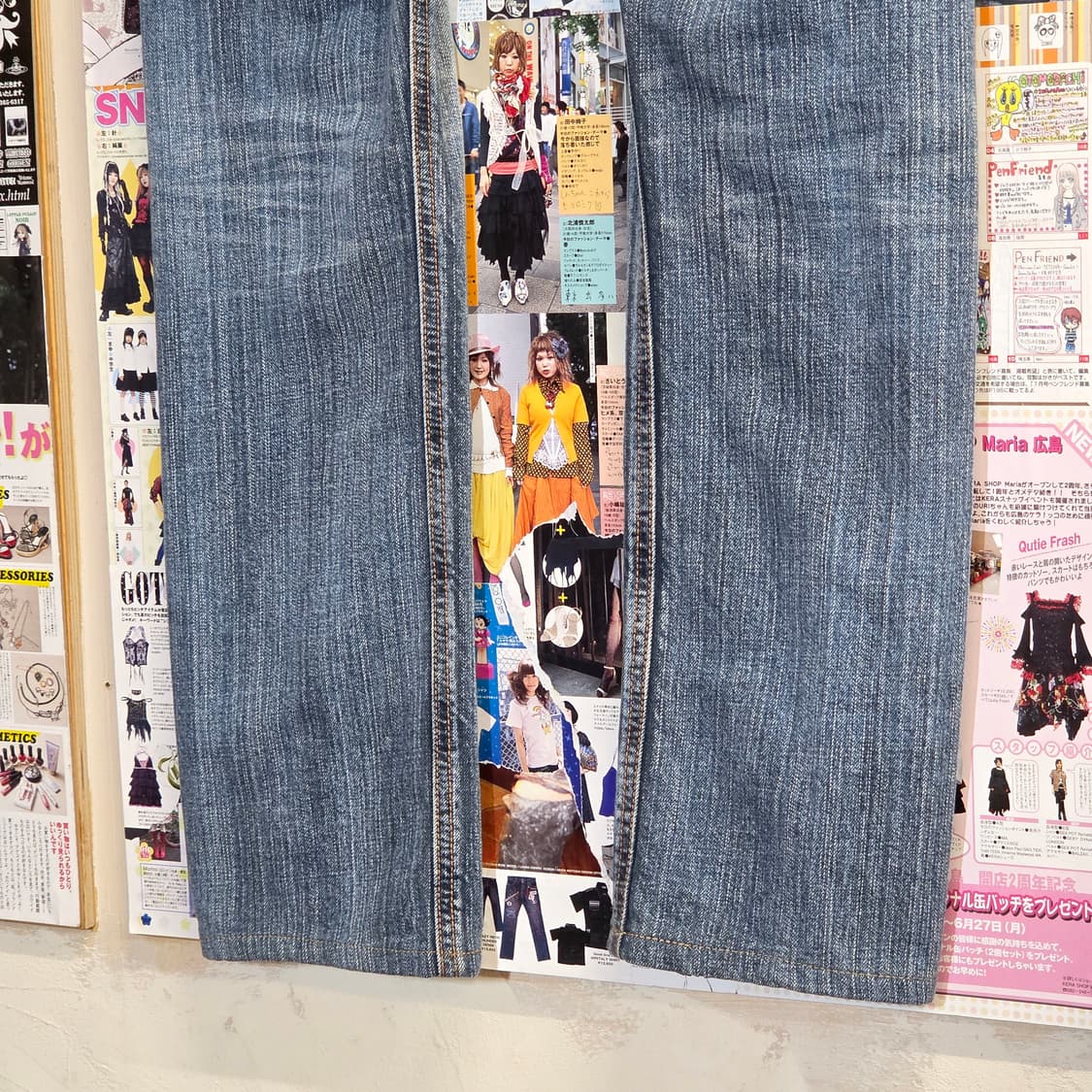 JPN 에드윈 워싱 데미지 슬림스트레이트 데님팬츠 상품이미지4