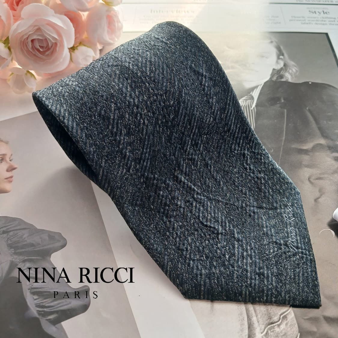 니나리치 실크 다크그레이 패턴 넥타이 9.6cm A+등급 A18564
 상품이미지1