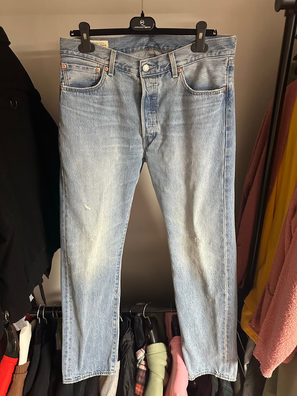 [W34xL32] 리바이스 501 연청 워싱 데미지 진 상품이미지1