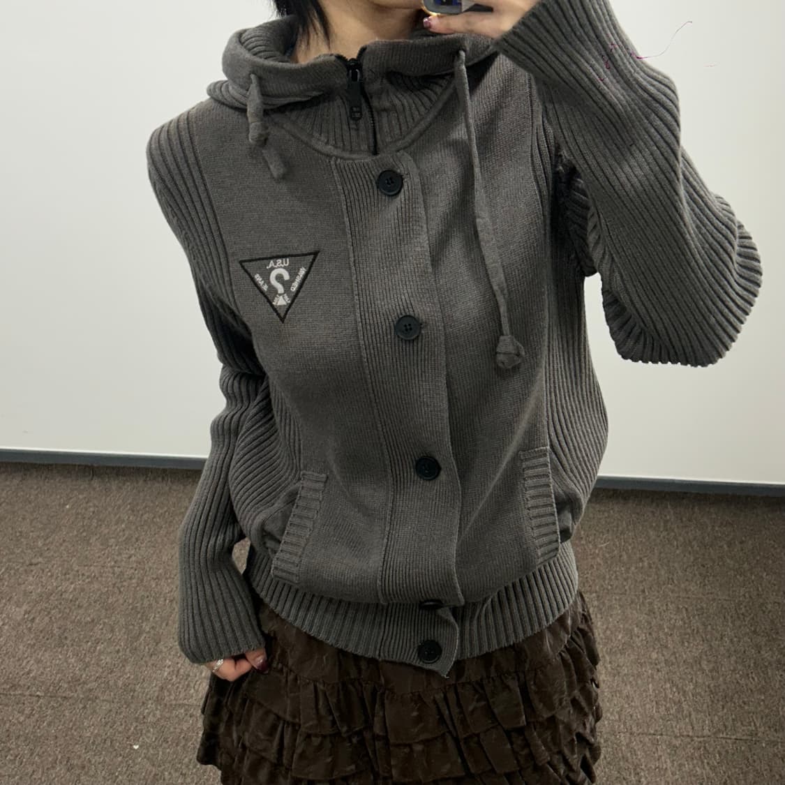 Guess 게스 그레이 후드니트집업 상품이미지1