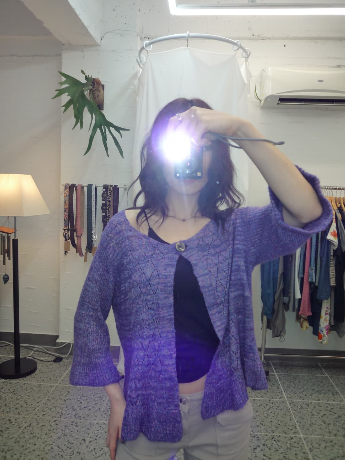 원버튼 퍼플 가디건 상품이미지3