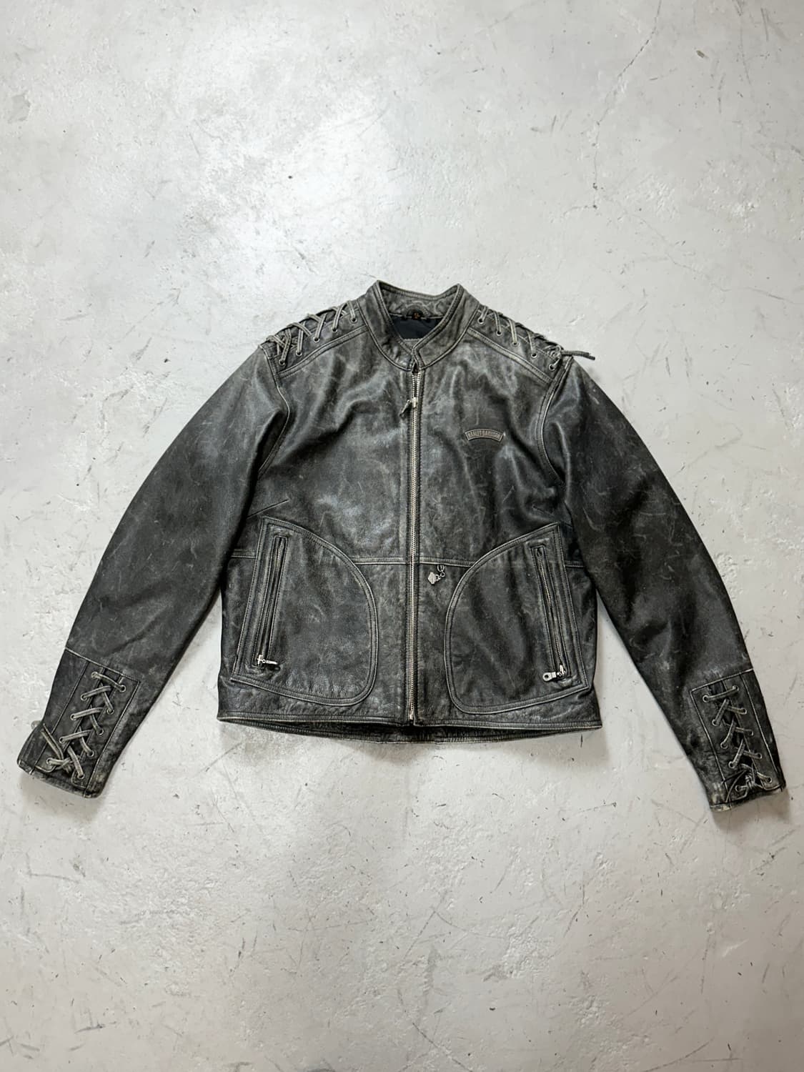 00's 할리데이비슨 코르셋 디스 레더 자켓 크롭 레더 자켓 상품이미지1