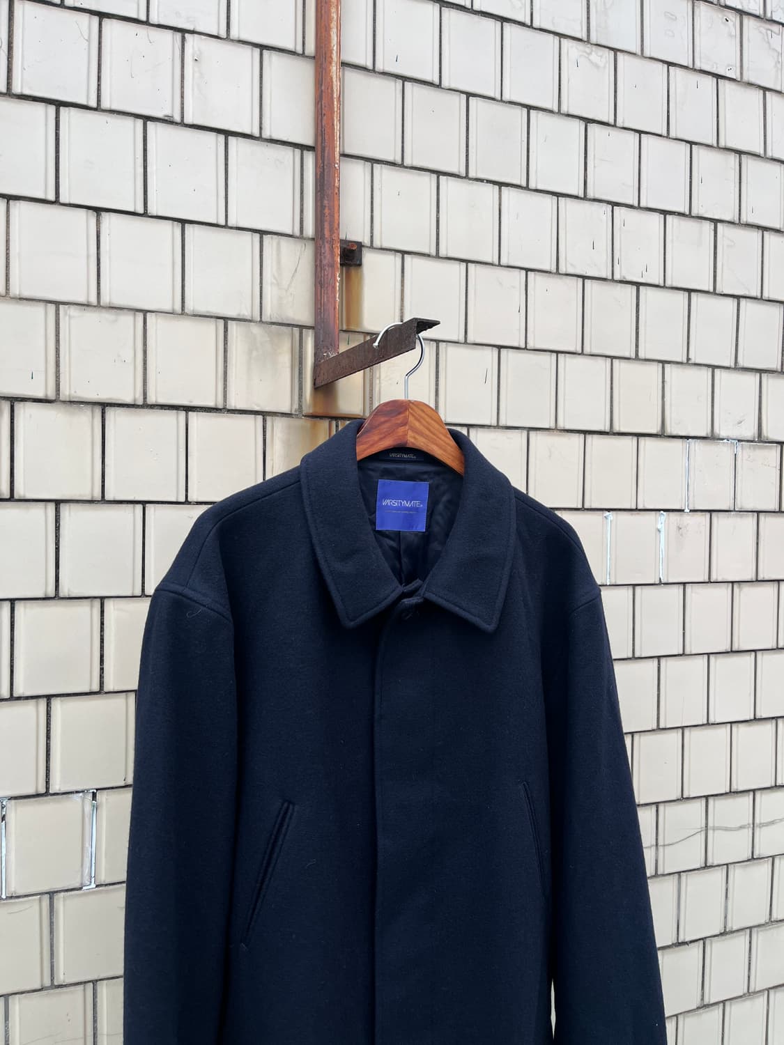 Japan made 발마칸 네이비 울혼방 코트 상품이미지2