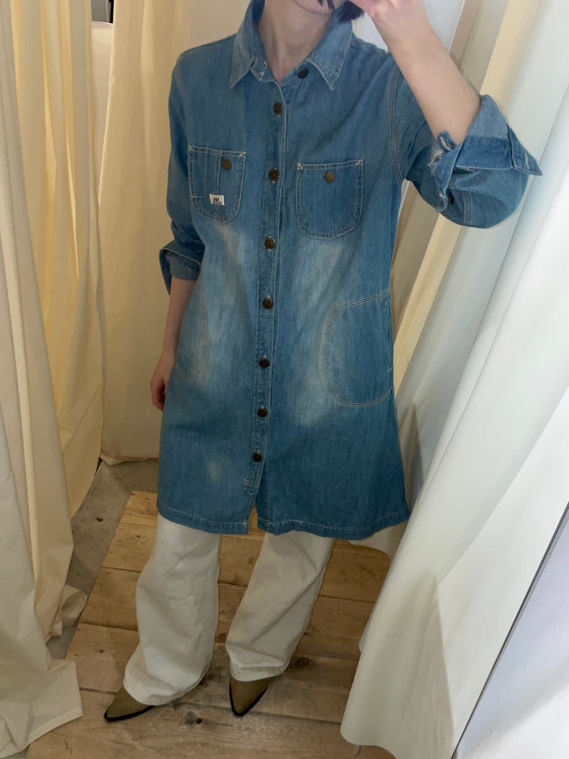 vintage wash denim shirt dress 상품이미지10