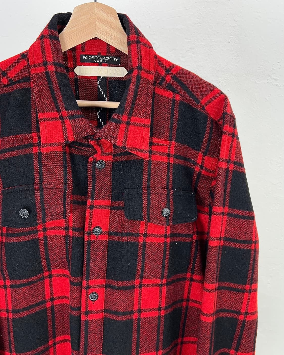 오프화이트 14aw 애로우 플란넬 롱 레드 셔츠 상품이미지4